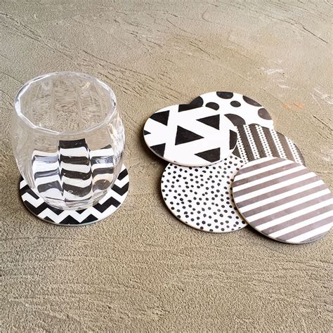 black and white coasters
